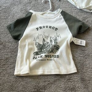 Protect Park Wolves Kids Raglan T-Shirt - White and Green